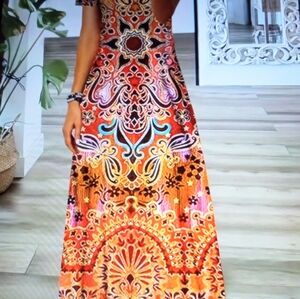 Floral boho ethnic dress